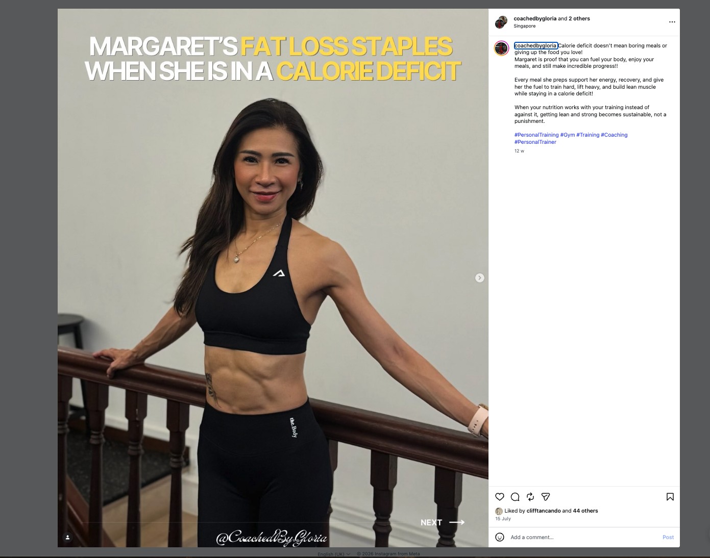Margaret Tan in training clothes